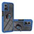 Custodia Silicone e Plastica Opaca Cover con Magnetico Anello Supporto YB1 per Motorola Moto G53 5G Blu