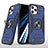 Custodia Silicone e Plastica Opaca Cover con Magnetico Anello Supporto YF1 per Apple iPhone 13 Pro Max Blu