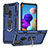 Custodia Silicone e Plastica Opaca Cover con Magnetico Anello Supporto YF1 per Samsung Galaxy A21s Blu