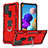 Custodia Silicone e Plastica Opaca Cover con Magnetico Anello Supporto YF1 per Samsung Galaxy A21s Rosso