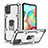 Custodia Silicone e Plastica Opaca Cover con Magnetico Anello Supporto YF1 per Samsung Galaxy A71 4G A715 Argento
