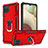 Custodia Silicone e Plastica Opaca Cover con Magnetico Anello Supporto YF1 per Samsung Galaxy F12 Rosso