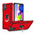 Custodia Silicone e Plastica Opaca Cover con Magnetico Anello Supporto YF1 per Samsung Galaxy M51 Rosso