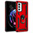 Custodia Silicone e Plastica Opaca Cover con Magnetico Anello Supporto Z01 per Motorola Moto Edge 20 Pro 5G Rosso