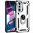 Custodia Silicone e Plastica Opaca Cover con Magnetico Anello Supporto Z01 per Motorola Moto Edge Plus (2022) 5G Argento