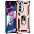 Custodia Silicone e Plastica Opaca Cover con Magnetico Anello Supporto Z01 per Motorola Moto Edge Plus (2022) 5G Oro Rosa