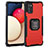 Custodia Silicone e Plastica Opaca Cover con Magnetico Anello Supporto ZJ1 per Samsung Galaxy F02S SM-E025F Rosso