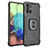 Custodia Silicone e Plastica Opaca Cover con Magnetico Anello Supporto ZJ2 per Samsung Galaxy A71 4G A715 Nero