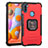 Custodia Silicone e Plastica Opaca Cover con Magnetico Anello Supporto ZJ2 per Samsung Galaxy M11 Rosso