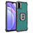 Custodia Silicone e Plastica Opaca Cover con Magnetico Anello Supporto ZJ2 per Xiaomi Redmi Note 9 4G Verde