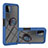 Custodia Silicone e Plastica Opaca Cover con Magnetico Anello Supporto ZJ5 per Samsung Galaxy F42 5G Blu