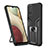 Custodia Silicone e Plastica Opaca Cover con Magnetico Anello Supporto ZL1 per Samsung Galaxy A03s Nero