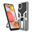 Custodia Silicone e Plastica Opaca Cover con Magnetico Anello Supporto ZL1 per Samsung Galaxy A12 5G Argento