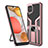 Custodia Silicone e Plastica Opaca Cover con Magnetico Anello Supporto ZL1 per Samsung Galaxy A12 5G Oro Rosa