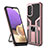 Custodia Silicone e Plastica Opaca Cover con Magnetico Anello Supporto ZL1 per Samsung Galaxy M32 5G Oro Rosa