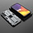 Custodia Silicone e Plastica Opaca Cover con Magnetico Supporto A01 per Samsung Galaxy S21 FE 5G Grigio