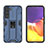 Custodia Silicone e Plastica Opaca Cover con Magnetico Supporto A03 per Samsung Galaxy S21 FE 5G Blu
