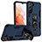 Custodia Silicone e Plastica Opaca Cover con Magnetico Supporto A04 per Samsung Galaxy S21 FE 5G