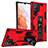 Custodia Silicone e Plastica Opaca Cover con Magnetico Supporto A04 per Samsung Galaxy S22 Ultra 5G Rosso