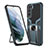 Custodia Silicone e Plastica Opaca Cover con Magnetico Supporto A05 per Samsung Galaxy S21 FE 5G Ciano