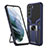 Custodia Silicone e Plastica Opaca Cover con Magnetico Supporto A05 per Samsung Galaxy S21 Plus 5G