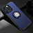 Custodia Silicone e Plastica Opaca Cover con Magnetico Supporto A08 per Apple iPhone 13 Pro Blu