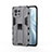 Custodia Silicone e Plastica Opaca Cover con Magnetico Supporto H02 per Xiaomi Mi 11 Lite 5G NE Grigio