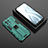 Custodia Silicone e Plastica Opaca Cover con Magnetico Supporto H03 per Xiaomi Mi 11 Lite 5G NE Verde