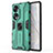 Custodia Silicone e Plastica Opaca Cover con Magnetico Supporto KC1 per Huawei Honor 70 5G Verde