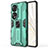 Custodia Silicone e Plastica Opaca Cover con Magnetico Supporto KC1 per Huawei Honor 70 Pro 5G Verde