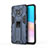 Custodia Silicone e Plastica Opaca Cover con Magnetico Supporto KC1 per Huawei Nova 8i Blu