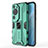 Custodia Silicone e Plastica Opaca Cover con Magnetico Supporto KC1 per Huawei P60 Art Verde