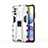 Custodia Silicone e Plastica Opaca Cover con Magnetico Supporto KC1 per Xiaomi POCO M3 Pro 5G Argento