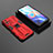 Custodia Silicone e Plastica Opaca Cover con Magnetico Supporto KC1 per Xiaomi Poco M4 Pro 5G Rosso