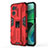 Custodia Silicone e Plastica Opaca Cover con Magnetico Supporto KC1 per Xiaomi Redmi 11 Prime 5G Rosso