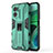 Custodia Silicone e Plastica Opaca Cover con Magnetico Supporto KC1 per Xiaomi Redmi 11 Prime 5G Verde