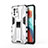 Custodia Silicone e Plastica Opaca Cover con Magnetico Supporto KC1 per Xiaomi Redmi Note 10 Pro 5G Argento