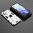 Custodia Silicone e Plastica Opaca Cover con Magnetico Supporto KC1 per Xiaomi Redmi Note 11T 5G Argento