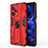 Custodia Silicone e Plastica Opaca Cover con Magnetico Supporto KC1 per Xiaomi Redmi Note 12 Pro 5G Rosso