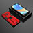 Custodia Silicone e Plastica Opaca Cover con Magnetico Supporto KC1 per Xiaomi Redmi Note 9 Pro Max Rosso