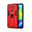 Custodia Silicone e Plastica Opaca Cover con Magnetico Supporto KC1 per Xiaomi Redmi Note 9 Rosso