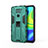 Custodia Silicone e Plastica Opaca Cover con Magnetico Supporto KC1 per Xiaomi Redmi Note 9 Verde