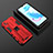 Custodia Silicone e Plastica Opaca Cover con Magnetico Supporto KC2 per Realme C20 Rosso