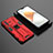 Custodia Silicone e Plastica Opaca Cover con Magnetico Supporto KC2 per Vivo V23 Pro 5G Rosso