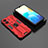 Custodia Silicone e Plastica Opaca Cover con Magnetico Supporto KC2 per Vivo Y77 5G Rosso