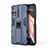 Custodia Silicone e Plastica Opaca Cover con Magnetico Supporto KC2 per Xiaomi Mi 11i 5G (2022) Blu