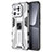 Custodia Silicone e Plastica Opaca Cover con Magnetico Supporto KC2 per Xiaomi Mi 13 Pro 5G Bianco