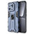 Custodia Silicone e Plastica Opaca Cover con Magnetico Supporto KC2 per Xiaomi Mi 13 Pro 5G Blu