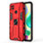 Custodia Silicone e Plastica Opaca Cover con Magnetico Supporto KC2 per Xiaomi POCO C3 Rosso