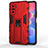 Custodia Silicone e Plastica Opaca Cover con Magnetico Supporto KC2 per Xiaomi Poco F3 5G Rosso